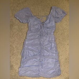 Purple and white polka dot dress